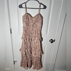 NWT Lulus Cascading Crush Pink Tiered Midi Dress | Size Small